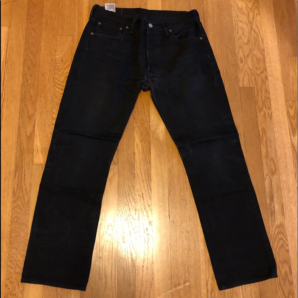 Levi’s 501 Straight Denim Jeans Black Made In USA White Oak Cone Denim W33 L30